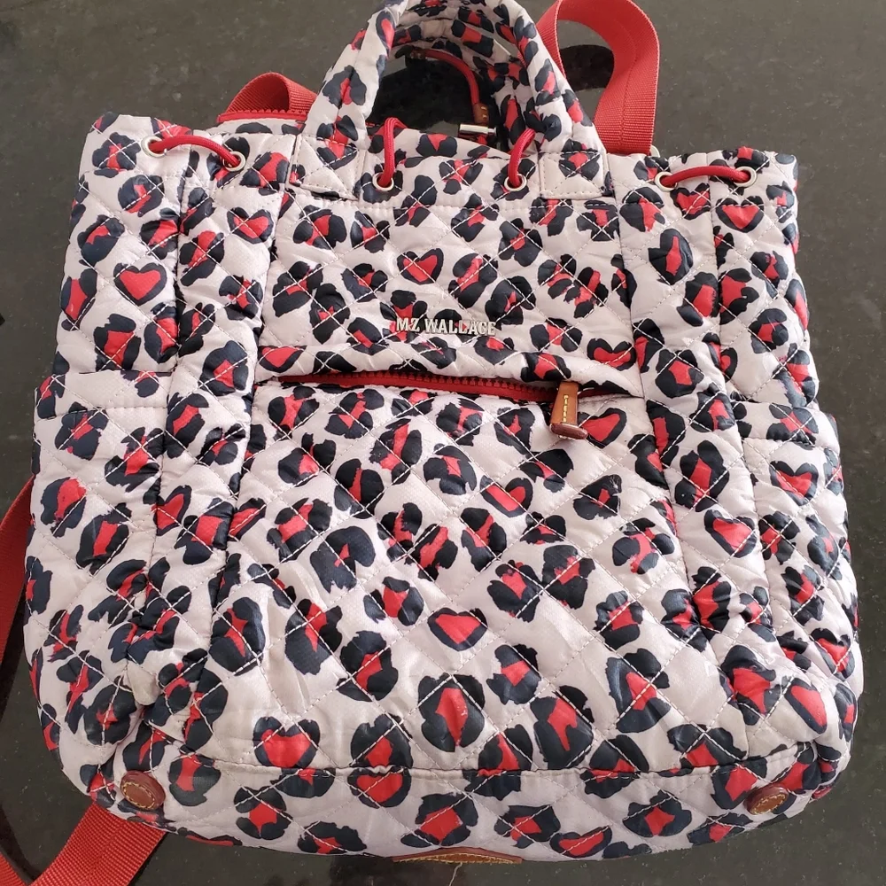 MZ Wallace Medium Metro Convertible Backpack, Heart Leopard Print